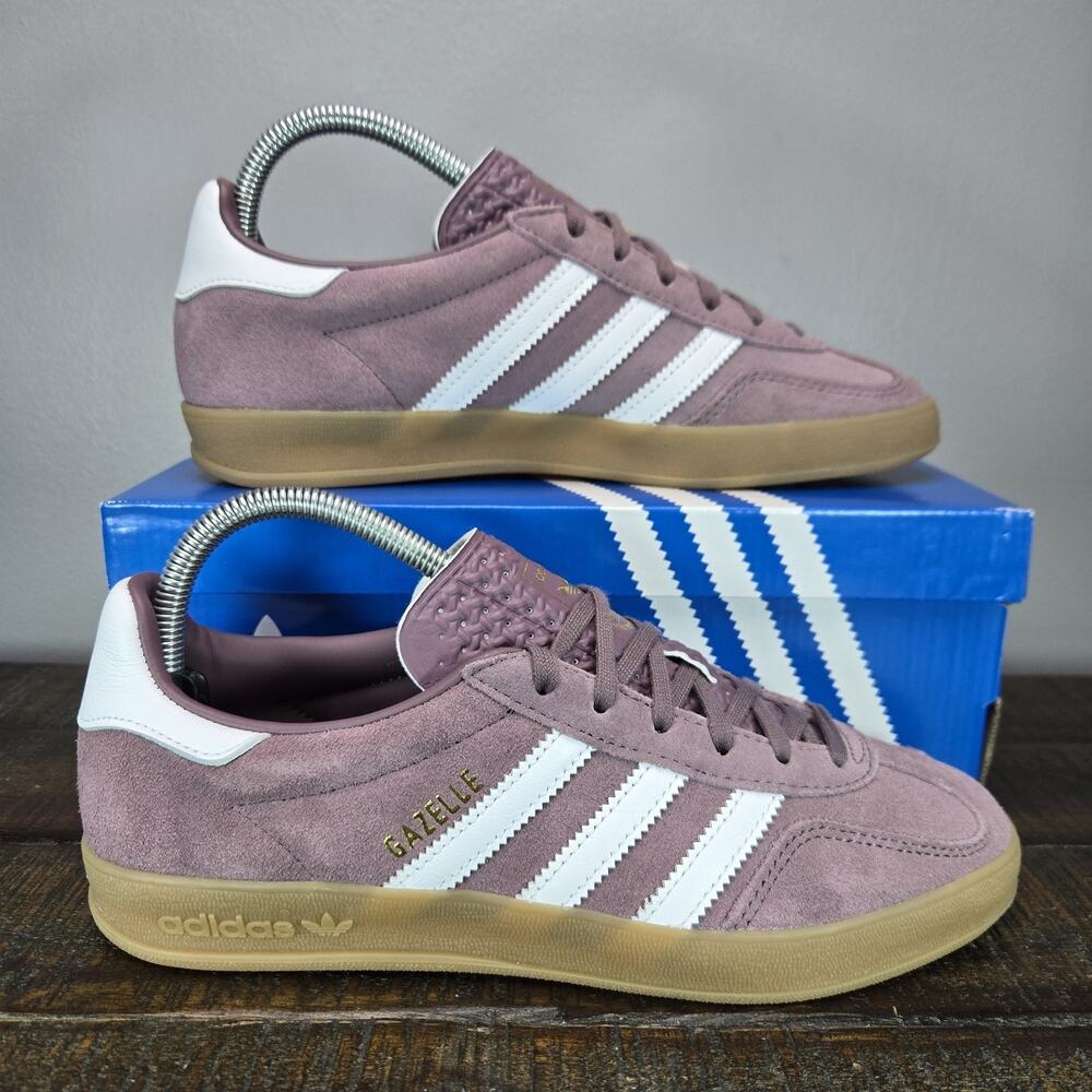NEW adidas Gazelle Indoor Womens Size 7.5 Lifestyle Shoes Shadow Fig Gum IH5483 - Picture 1 of 13
